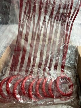 4/$50 Set of Red Braided Napkin Rings with Ribbon